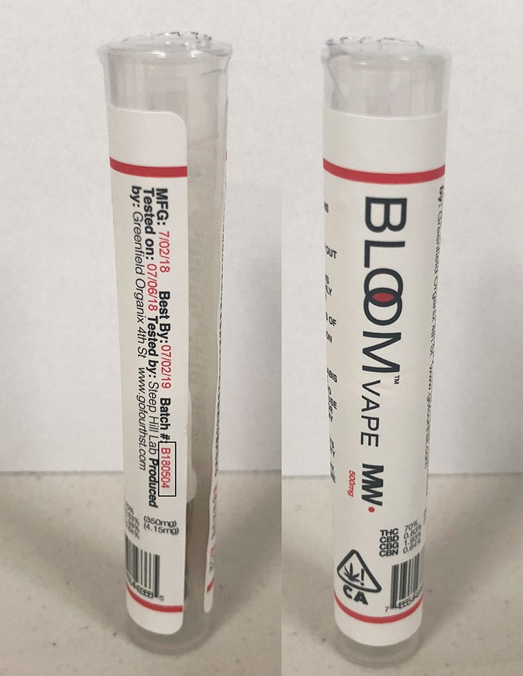 The Bloom Brand and Greenfield Organix 4th St. Voluntarily Recall Cannabis Product Batch in California, Citing Pesticide Myclobutanil